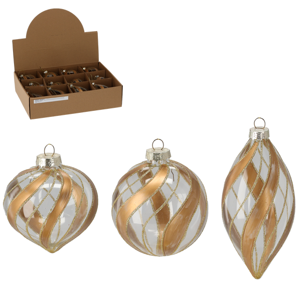 GLASS ORNAMENT - TRANSLUCENT DECORATED MIXED PATTERNS