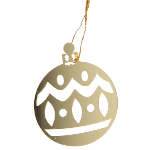 SET OF 3 CHRISTMAS DECORATIONS - GOLD BAUBLE 8 x 6 CM