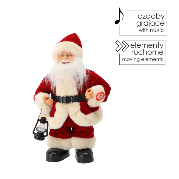 SANTA CLAUS WITH LANTERN 30 CM - DANCING - SINGING