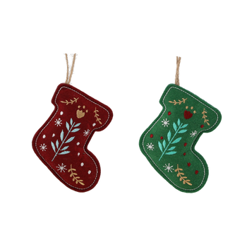 OZDOBA BOŻONAR. ZAWIESZKA BUCIK 9 X 2 X 17 CM ZIELONY/BURGUNDOWY opak=12szt *0646