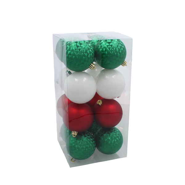 KPL. 16 BOMBEK 8 CM ČERVENÝ/ZELENÝ/BIELY *9872