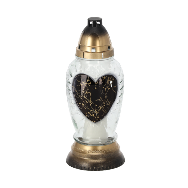 Candle 29CM/40H Z385 Heart Marble BLACK-GOLD PACK=7*4553