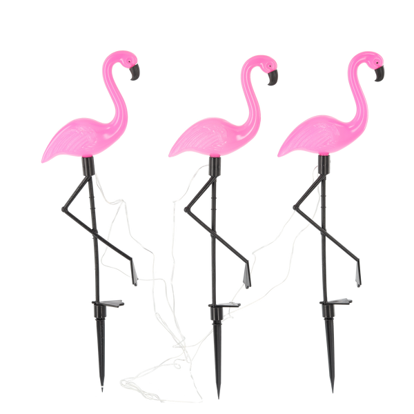 LAMPĂ SOLARĂ 25 x 15 x 53 CM 3 FLAMINGI 6 LED ALBA RECE *6087