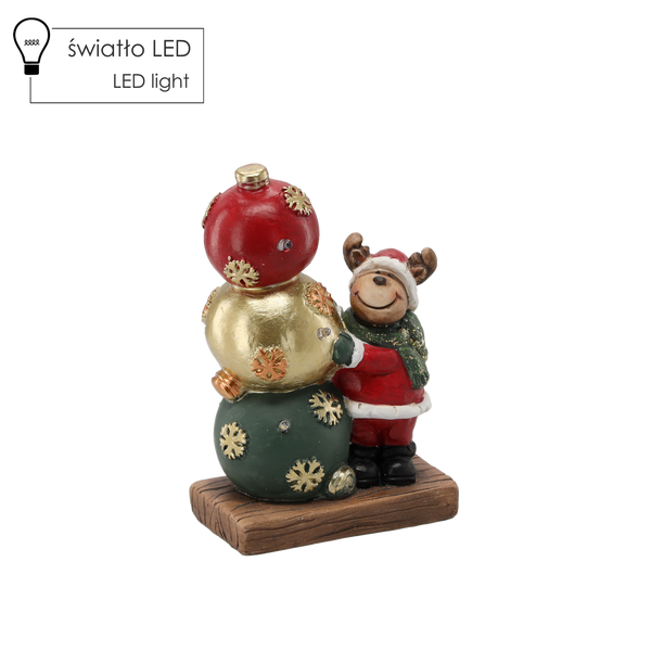 FIGURKA BOŻONAR. - RENIFER Z BOMBKAMI 13,6 X 8 X 20,4 CM LED opak=2szt *1438