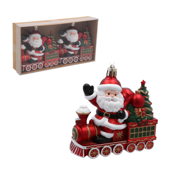 KPL. 2 DECORAȚIUNI DE BRAD - TREN CU MOȘ CRĂCIUN 10 X 4,5 X 10 CM ambalaj=12 buc *7366