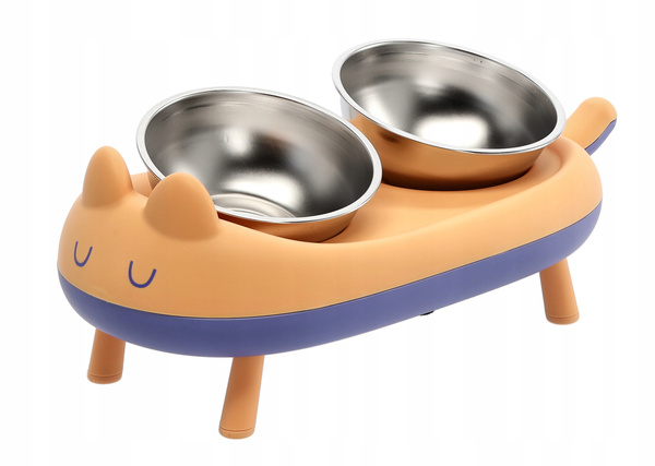 SET DE DOUĂ CASTROANE DIN OŢEL INOXIDABIL PENTRU CÂINE / Pisică PE STAND 41 X 20.5 X 15 CM *7734