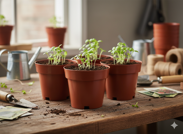 SET OF 5 PP POTS 14.5 x 12 CM