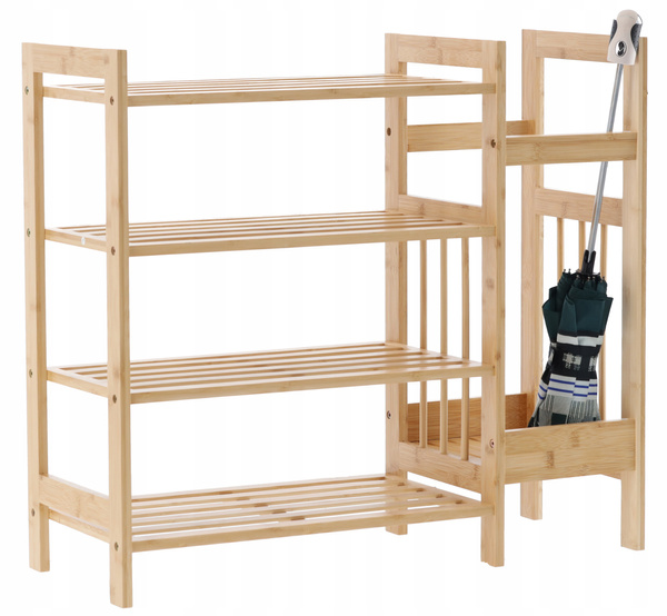 REGAŁ BAMBUSOWY 4-POZIOMOWY Z DODATKOWĄ PÓŁKĄ BOCZNĄ 73,5x28x66 CM *7001