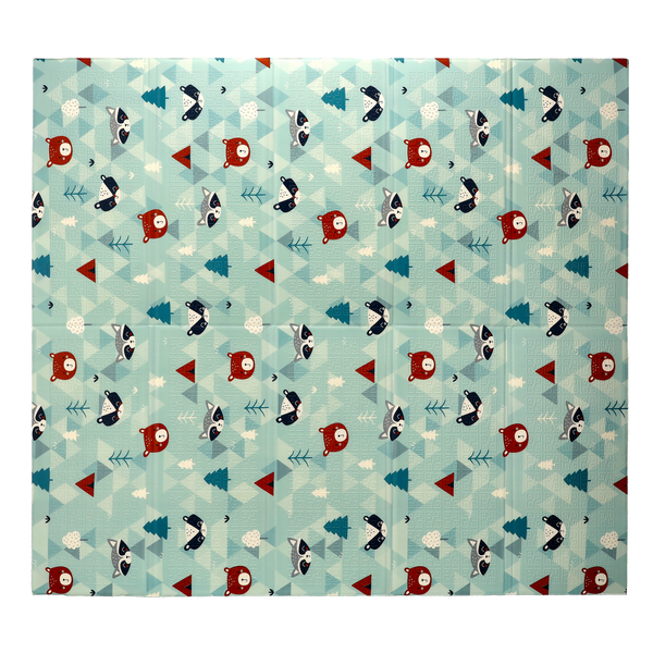 DWUSTRONNA MATA EDUKACYJNA 180x200x1 CM SKŁADANA NIEBIESKI-SAMOCHODY + TORBA *4343