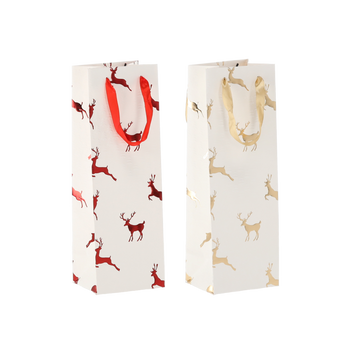 PRÍLEŽITOSTNÁ TAŠKA NA VÍNO "SNEHOVÉ SOVY" 36 x 12 x 10 CM balenie=12ks *0559