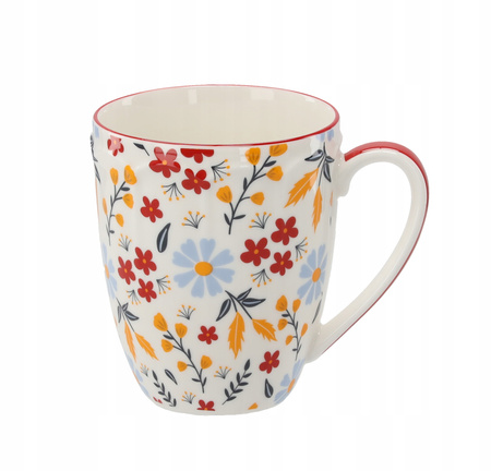Sada. Porcelánový hrnek 350 ml + porcelánová podložka + květinový čajový sítko *6101