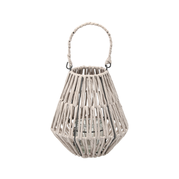 LAMPION 21 x 23 CM Z WKŁADEM SZKLANYM - BIAŁY *3155