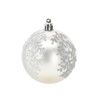 SET OF 6 CHRISTMAS BAUBLES SILVER 7 CM
