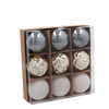SET OF 9 ORNAMENTS 6 CM CHAMPAGNE/GRAY/WHITE