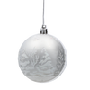 SET OF 6 CHRISTMAS BAUBLES SILVER 8 CM