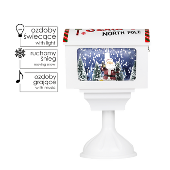 CHRISTMAS MAILBOX 27 X 20 X 41 CM WITH MUSIC BOX LED - WHITE - WITH SANTA