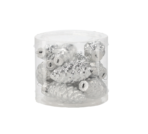 KPL. 12 BOMBINE DE STICLĂ ÎN FORMĂ DE BRAZI - CONATE 2,7 x 5,9 CM MIX DE CULORI *2119