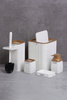 Stripe Round Bathroom Set 5 pcs - Wooden