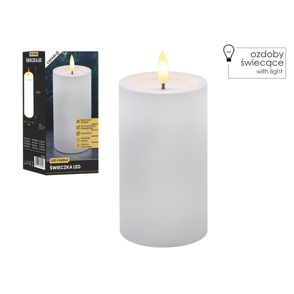LED CANDLE WHITE 7 X 12,5 CM