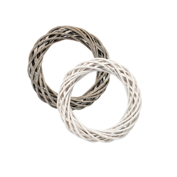 WICKER WREATH 30 CM WHITE / GRAY