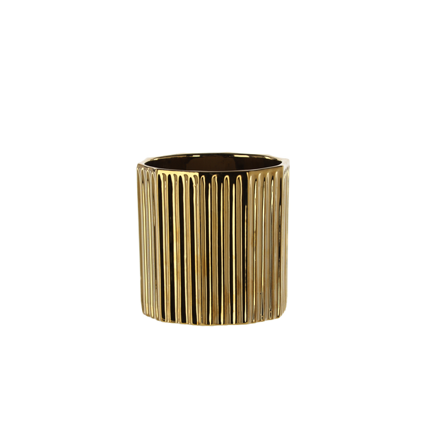VAS CERAMIC PENTRU GHIVECI 15 x 15 x 15 CM AURIU RĂSFĂRÂT *5634