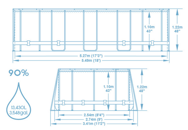 Power Steel Swim Vista Series 5.49m x 2.74m x 1.22m Oval Pool Set