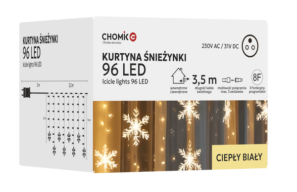 CORTINĂ LUMINĂ FULG DE ZĂPADĂ 96L ALB CALD, LUNGIME 3 + 3,5 M *0054