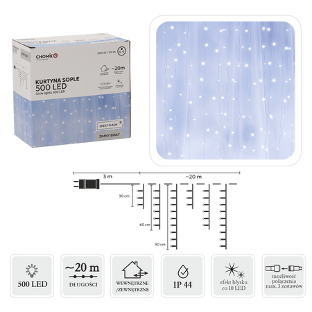 COLD WHITE ICICLE CURTAIN 500L