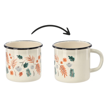 ENAMEL MUG 1 L 11 CM CREAM AUTUMN LEAVES
