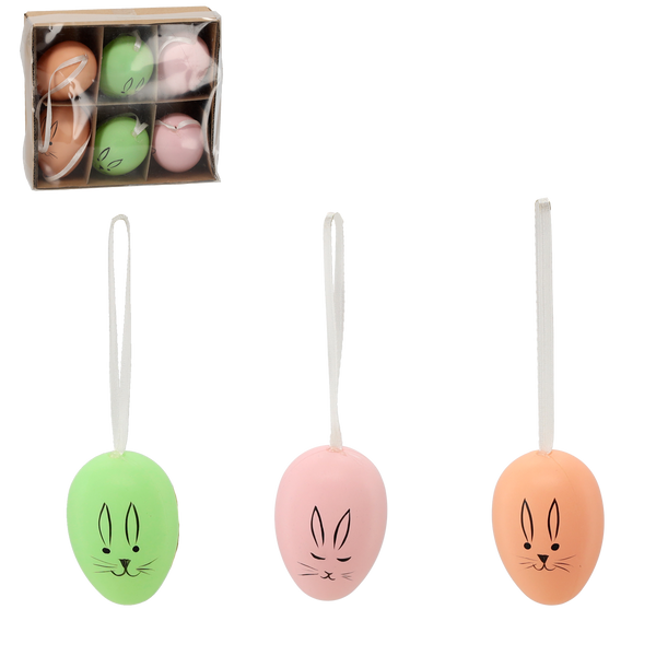 SET OF 6 EASTER EGGS WITH A PENDANT ASSORTED COLORS