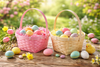 EASTER BASKET WITH MOVABLE HANDLE 20 x 20 x 10 CM MIX 2 COLORS