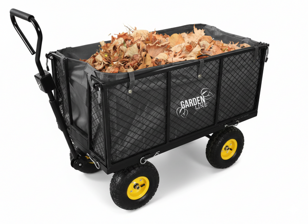 WÓZEK OGRODOWY DWUFUNKCYJNY XL - CZARNY Z PLANDEKĄ 