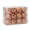SET OF 24 BAUBLES 6 CM OLIVE/COPPER/GRAPHITE MIX DESIGNS
