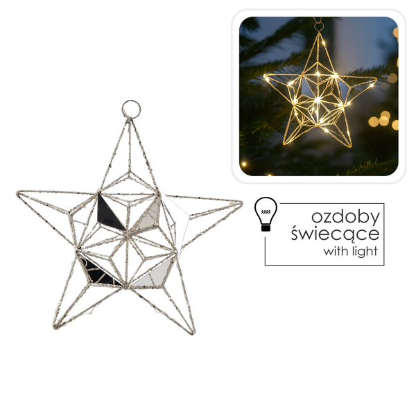 CHRISTMAS DECORATION - LED STAR 30 CM GEOMETRIC