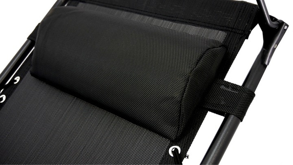 FOLDING GARDEN LOUNGER WITH STAND, POCKET, CANOPY AND HEADREST BLACK *9962