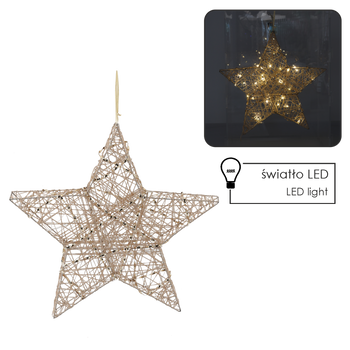 CHRISTMAS DECORATION - LED STAR 45 CM CHAMPAGNE GOLD