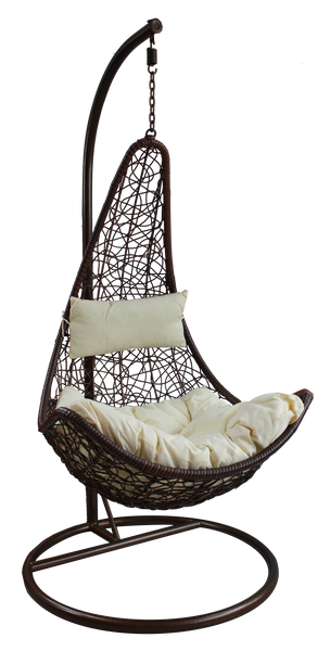 HANGING CHAIR - DARK BROWN, CUSHION - CREAM, FRAME - DARK BROWN, HALF/1151/