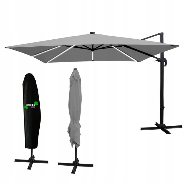 GARDEN UMBRELLA "ROMA" 3 X 3 M GRAY WITH COVER