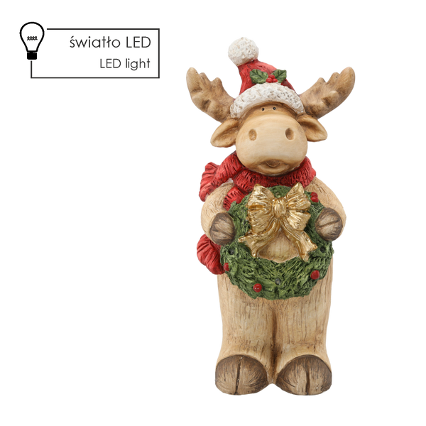 FIGURINE OF THE NATIVITY SCENE - REINDEER WITH WREATH 26 X 22 X 55 CM LED
