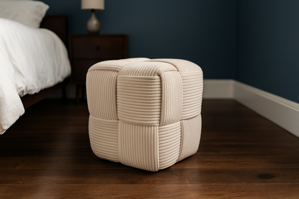 WOVEN CUBE POUF 40 X 40 X 40 CM CREAM