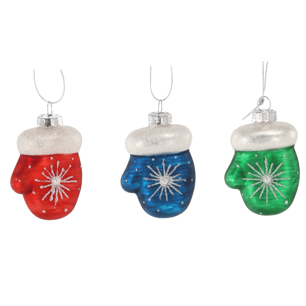 GLASS BAUBLE - GLOVE MIX COLORS 5 x 8 CM