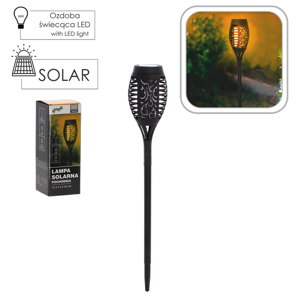 SOLÁRNA LAMPA POCHODŇA 7,5 X 7,5 X 50 CM *6846