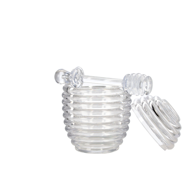 Borcan din plastic pentru miere 200 ml cu lingură disp=12buc *7956