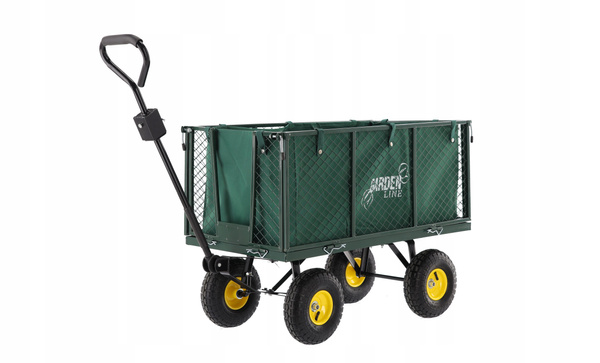 WÓZEK OGRODOWY DWUFUNKCYJNY XL - ZIELONY Z PLANDEKĄ