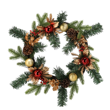 CHRISTMAS WREATH 40 CM RED AND GOLD