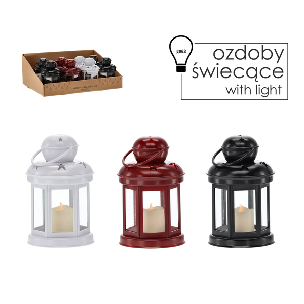 LAMPION S LED KARTOU 10 x 10 x 19 CM MIX BARV disp=12ks *3843