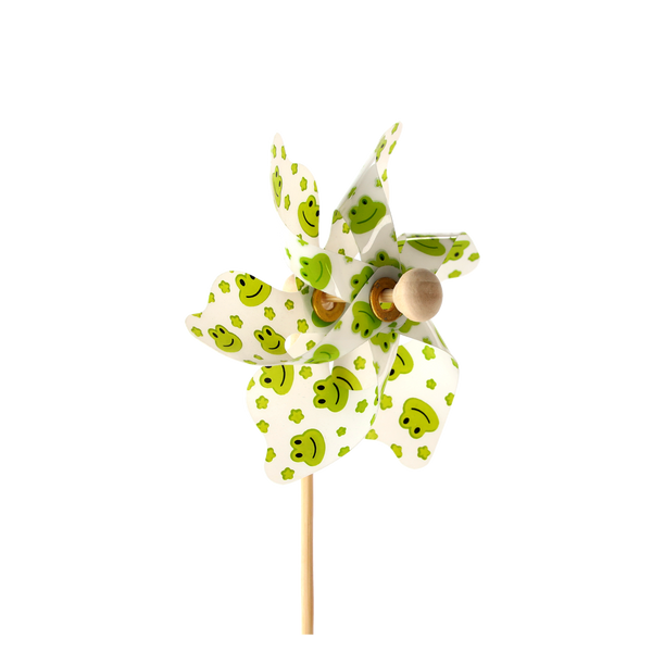 PINWHEEL WITH FROGS 9 x 27,5 CM WHITE/YELLOW