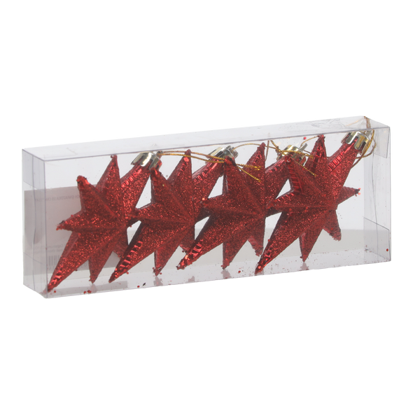 SET 4 DECORAȚIUNI DE CRĂCIUN STEA 10 CM *1147