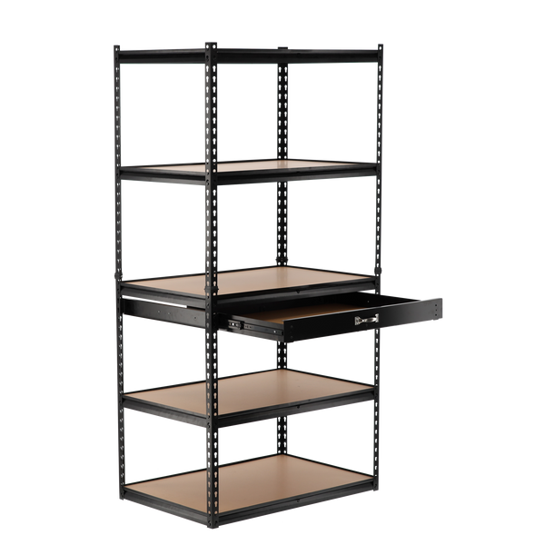 REGAŁ 5-POZIOMOWY Z SZUFLADĄ 180 x 90 x 60 CM UDŹWIG PÓŁKI: 175 KG *2127