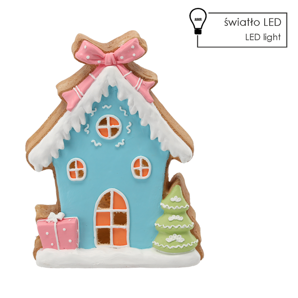 FIGURKA BOŽONÁR. - DOMEK Z PERNÍKU MODRÝ 30,6 X 12 X 39,6 CM LED *1391